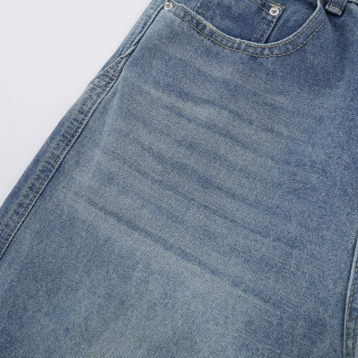 Fashion workwear jeans high street embroidery loose wide pants