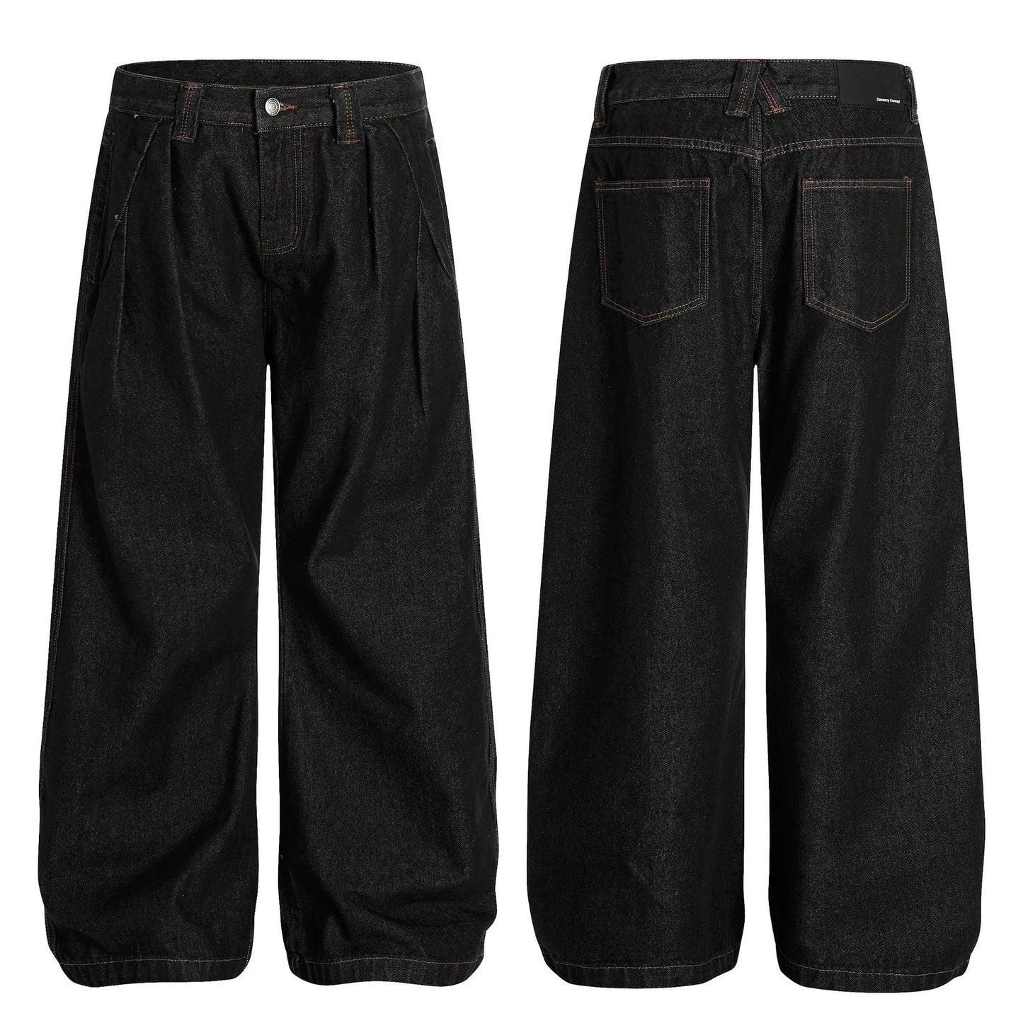 Fashion workwear jeans high street embroidery loose wide pants