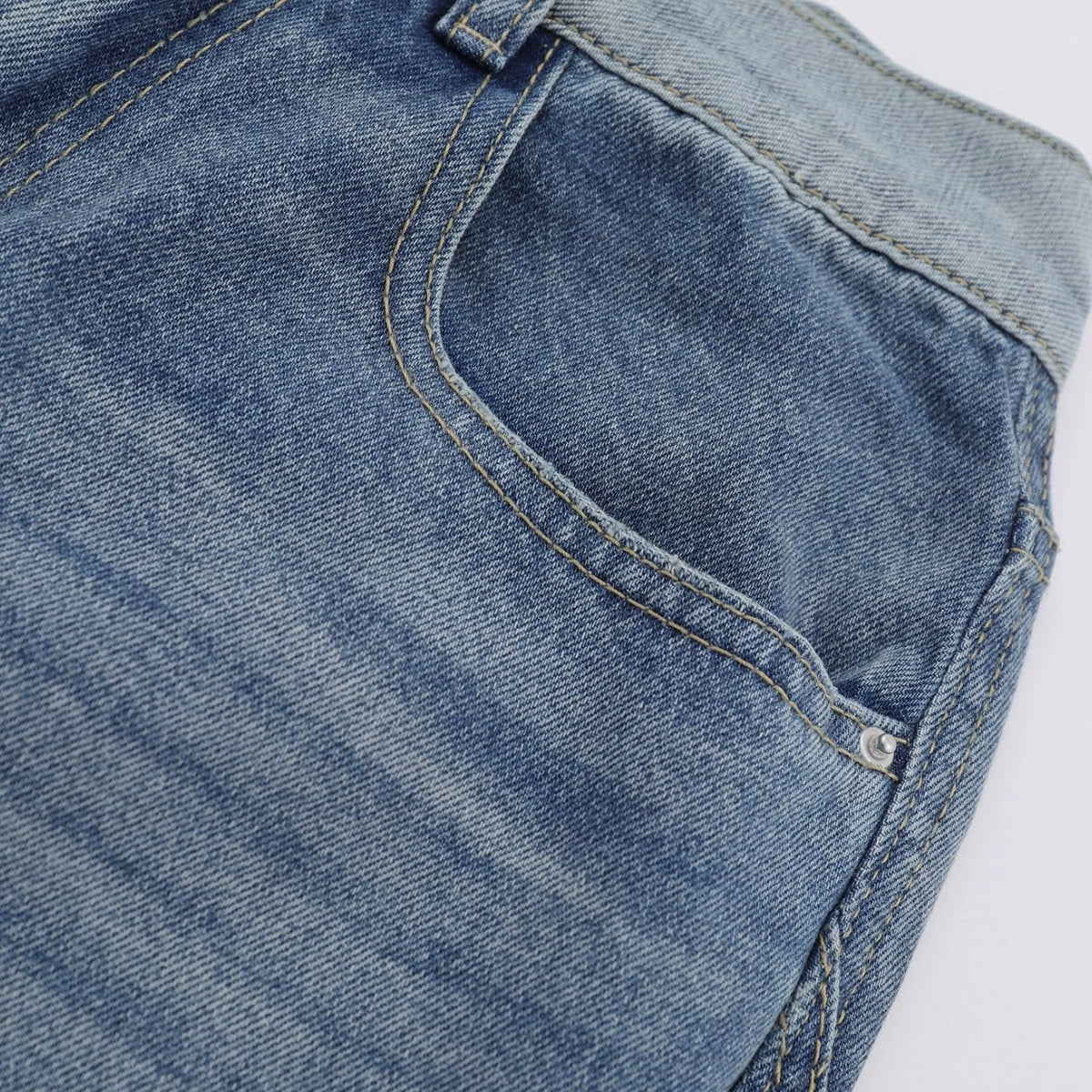 Fashion workwear jeans high street embroidery loose wide pants