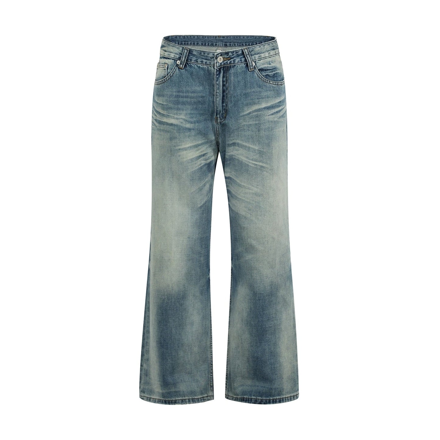 Fashion workwear jeans high street embroidery loose wide pants