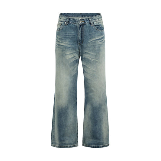 Fashion workwear jeans high street embroidery loose wide pants