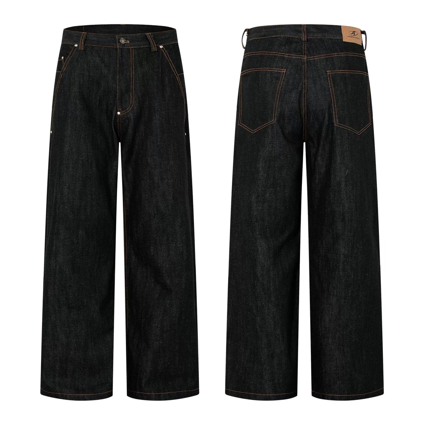 Fashion workwear jeans high street embroidery loose wide pants