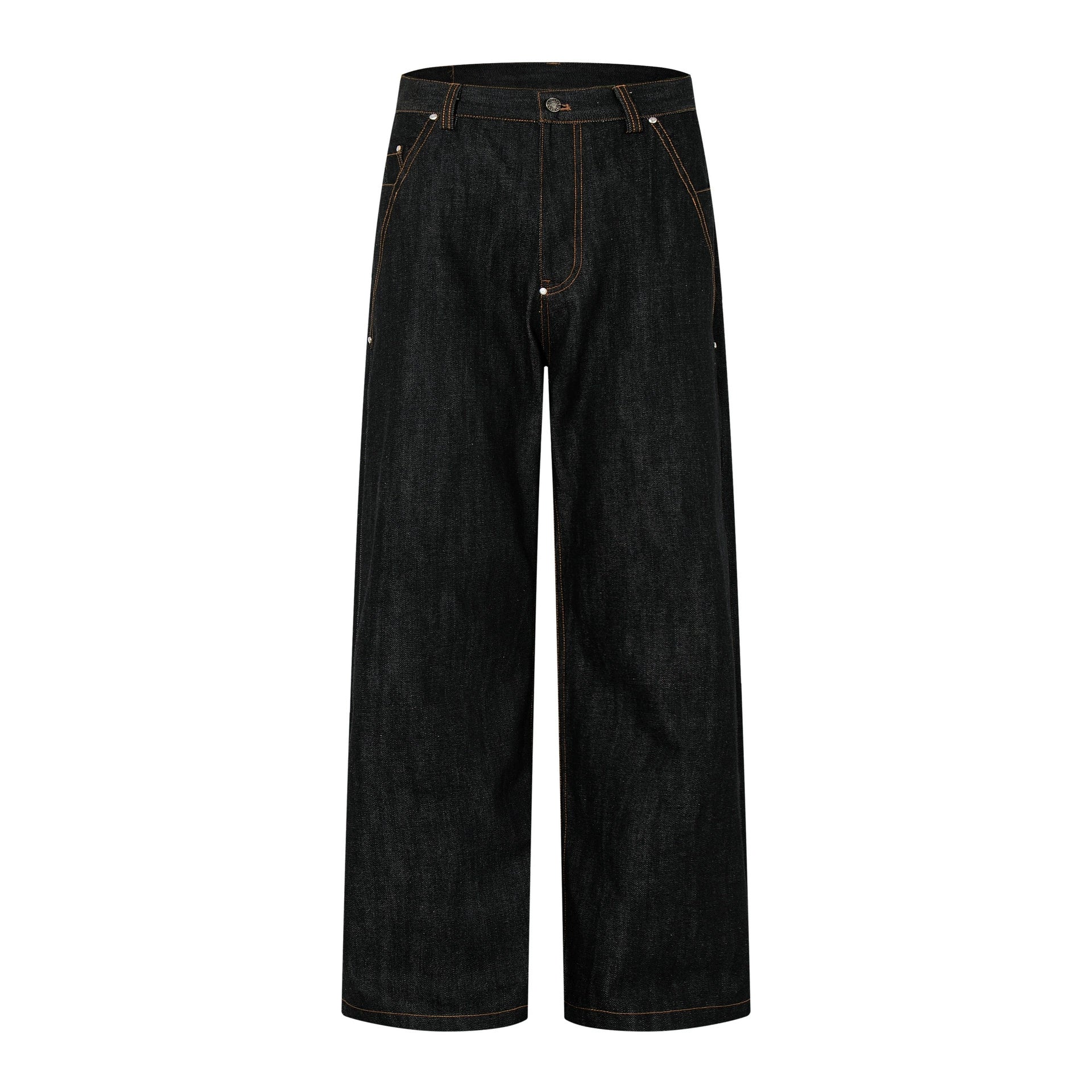 Fashion workwear jeans high street embroidery loose wide pants