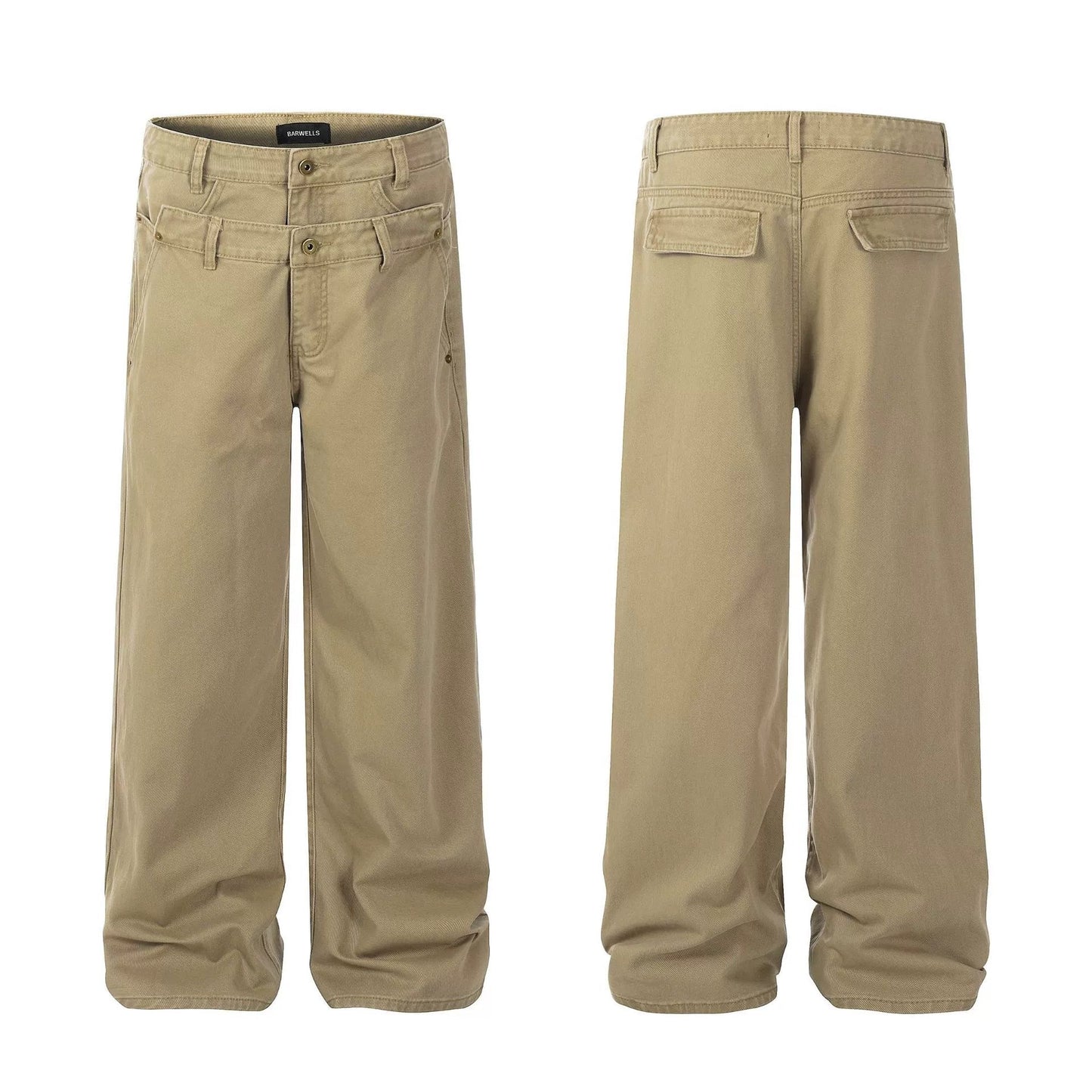 Fashion workwear jeans high street embroidery loose wide pants