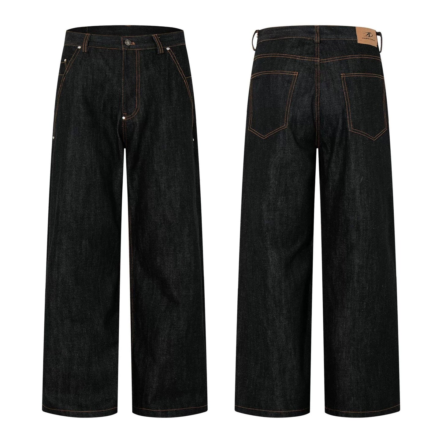 Fashion workwear jeans high street embroidery loose wide pants