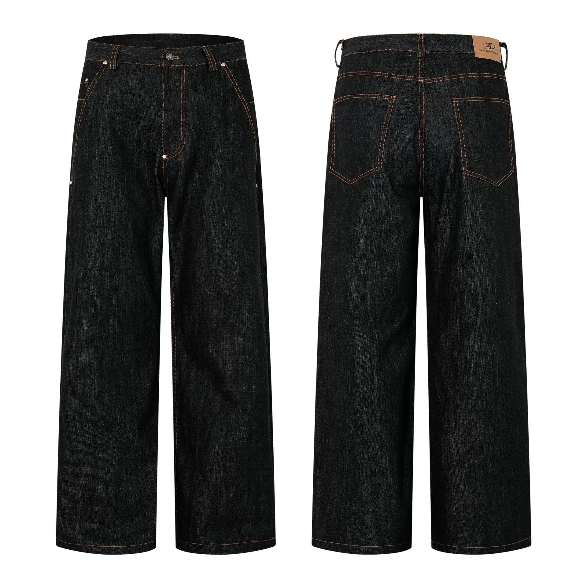 Fashion workwear jeans high street embroidery loose wide pants