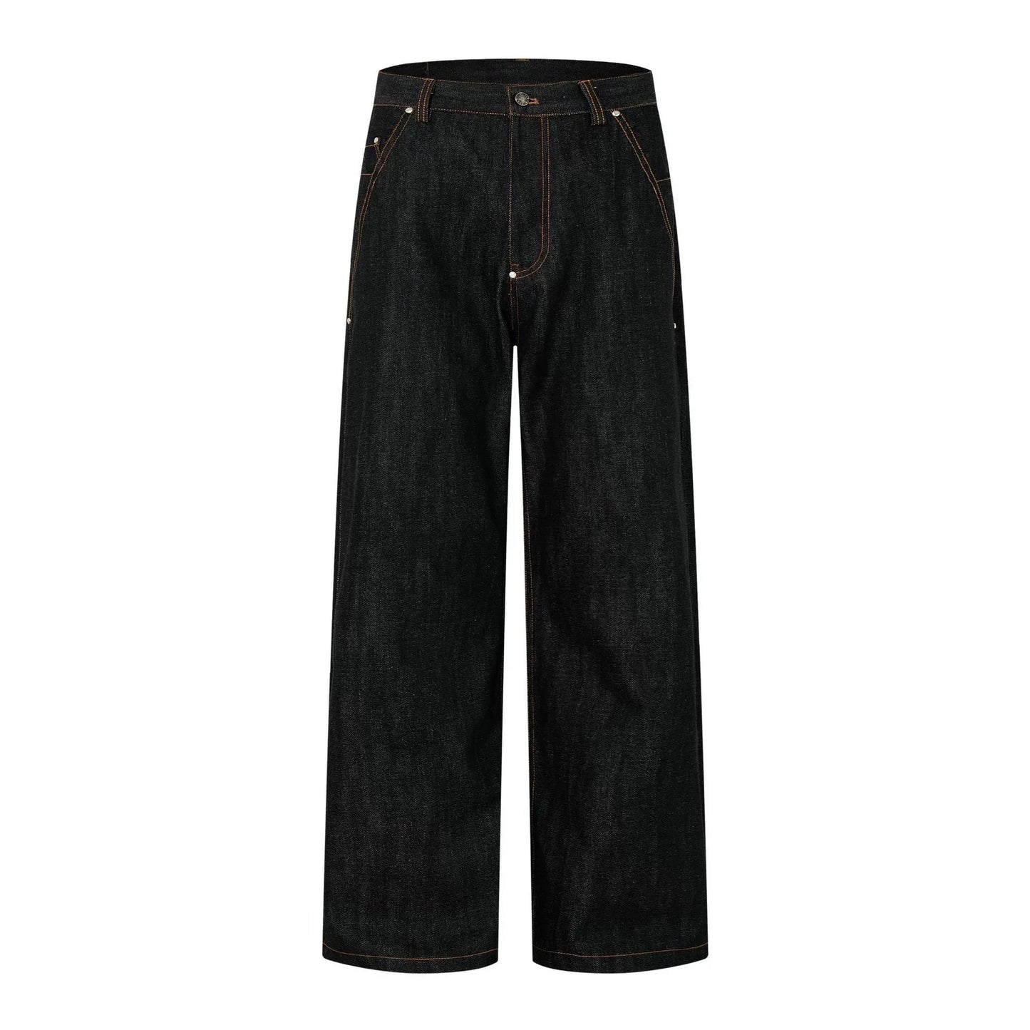 Fashion workwear jeans high street embroidery loose wide pants