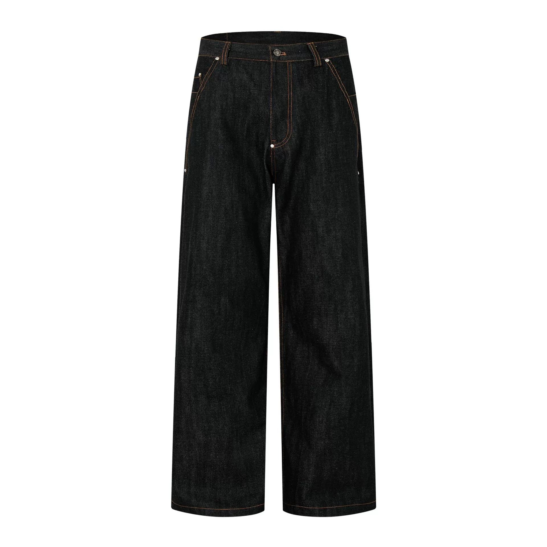 Fashion workwear jeans high street embroidery loose wide pants