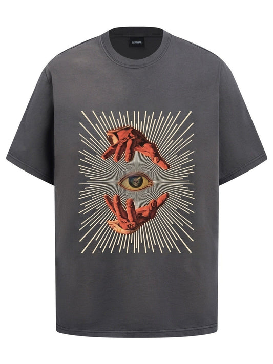 Fashion printed solid color T-shirt