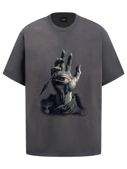 Fashion printed solid color T-shirt