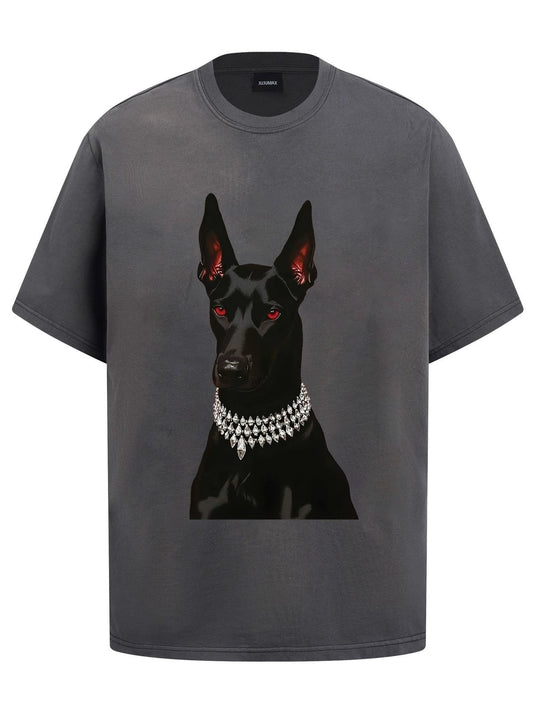 Fashion printed solid color T-shirt