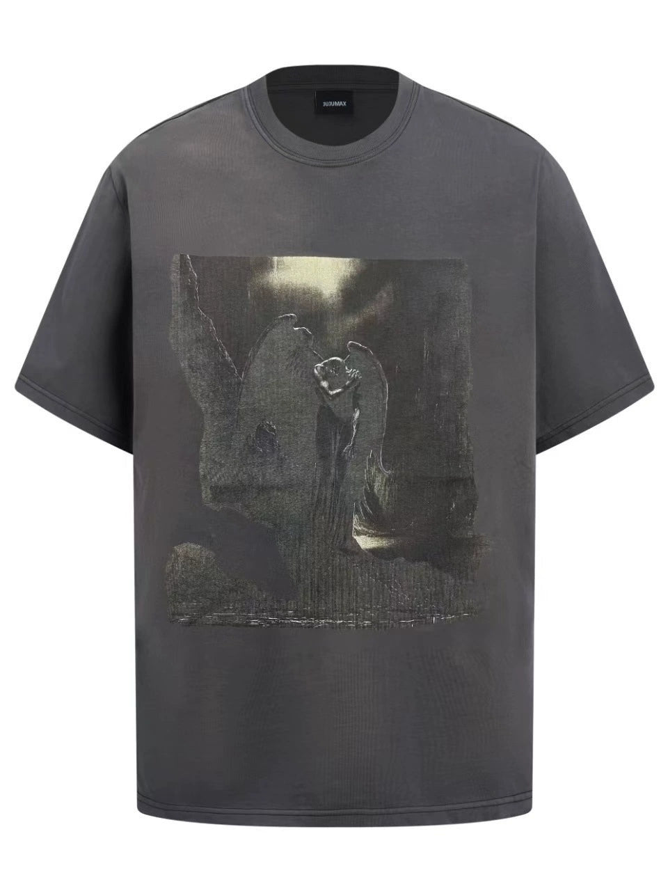 Fashion printed solid color T-shirt