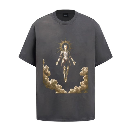 Fashion printed solid color T-shirt