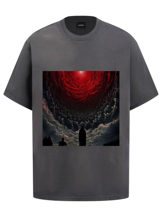 Fashion printed solid color T-shirt