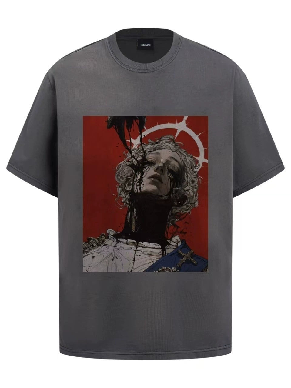 Fashion printed solid color T-shirt