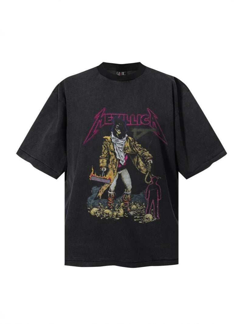 Fashion printed solid color T-shirt