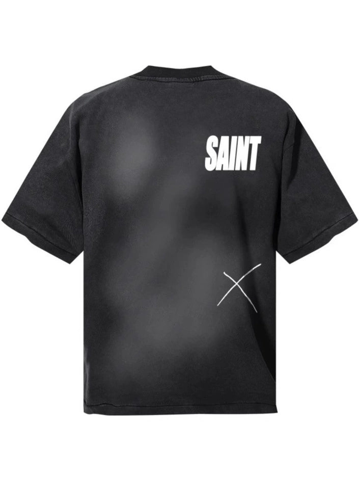 Fashion printed solid color T-shirt