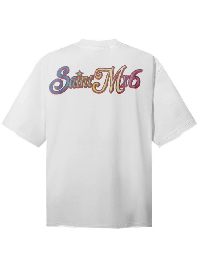 Fashion printed solid color T-shirt